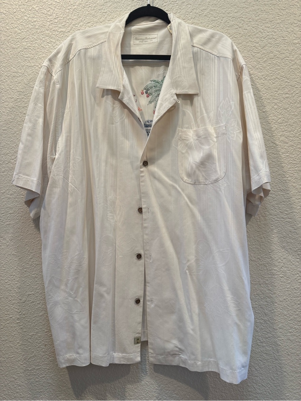 Tommy Bahama White Short-Sleeve Camp Shirt with Tropical Holiday Embroidery - Picture 2 of 3